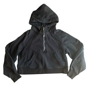 Lululemon Cropped Quarter Zip Hoodie Black Thumb Holes Scuba Style Pullover 2